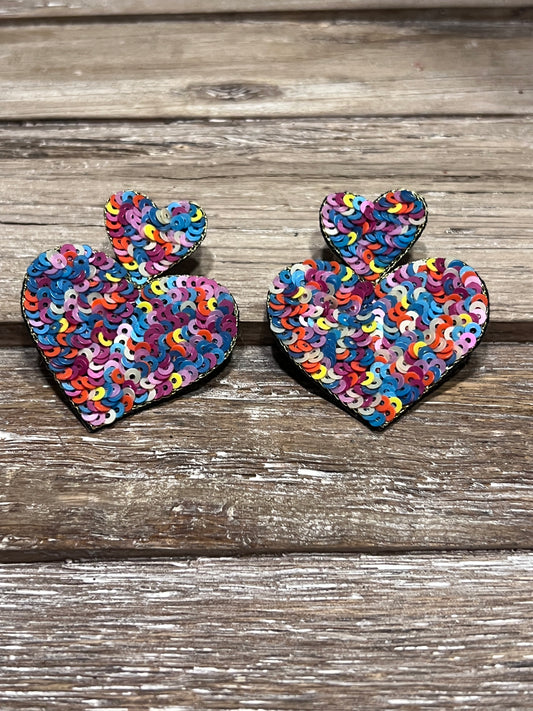 Sequin Heart Earrings