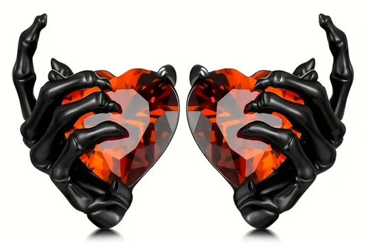Black Skeleton Heart Earrings