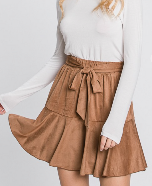 Suede Tiered Skort