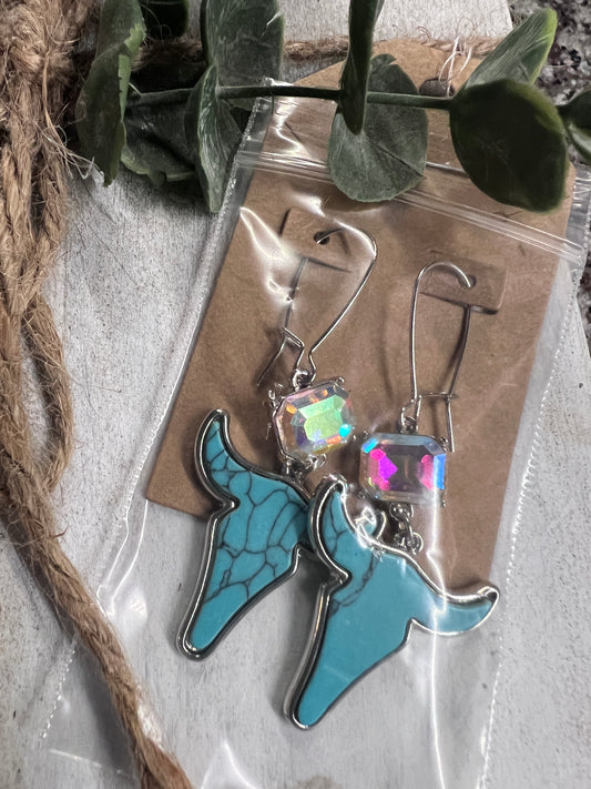 Bling Steer Head Earrings