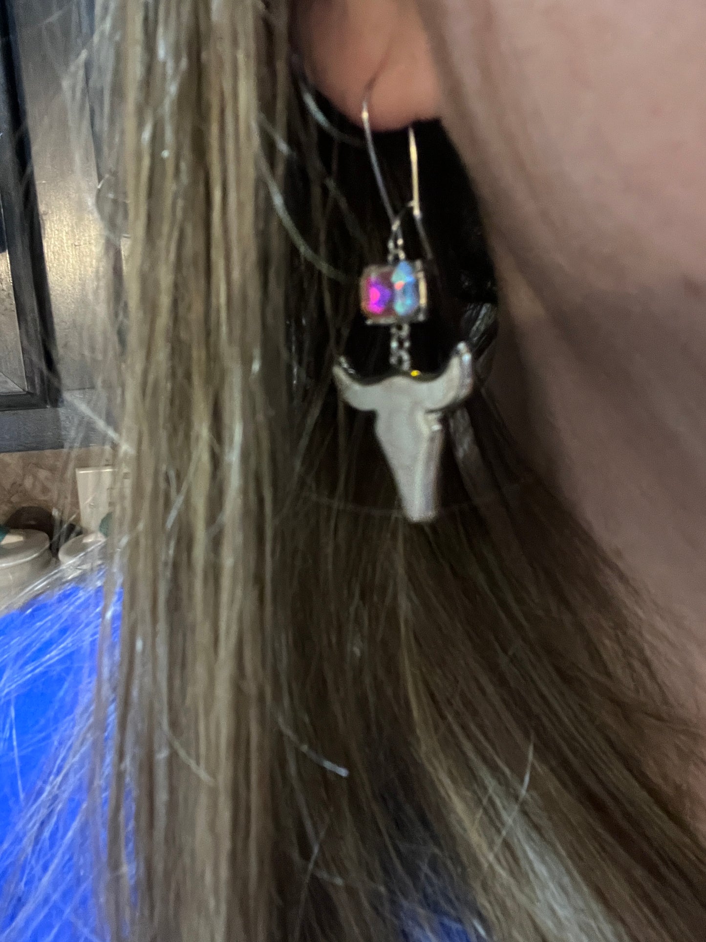 Bling Steer Head Earrings