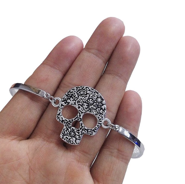 Silver Sugar Skull Bracelet