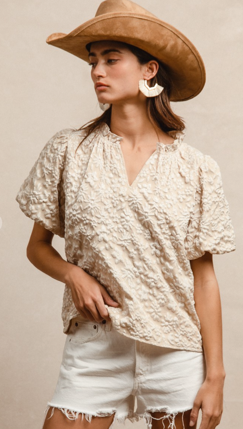 Textured Floral Top