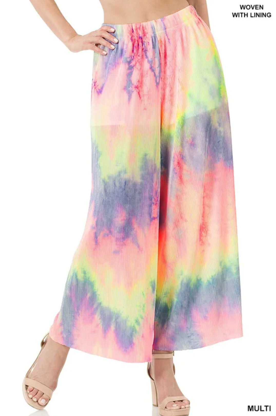 Woven Tie Dyed Wide Leg Pants