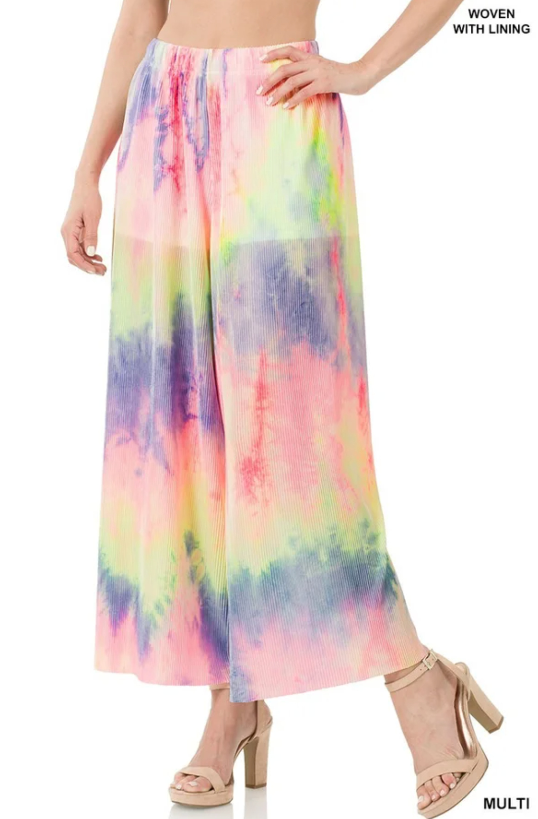 Woven Tie Dyed Wide Leg Pants