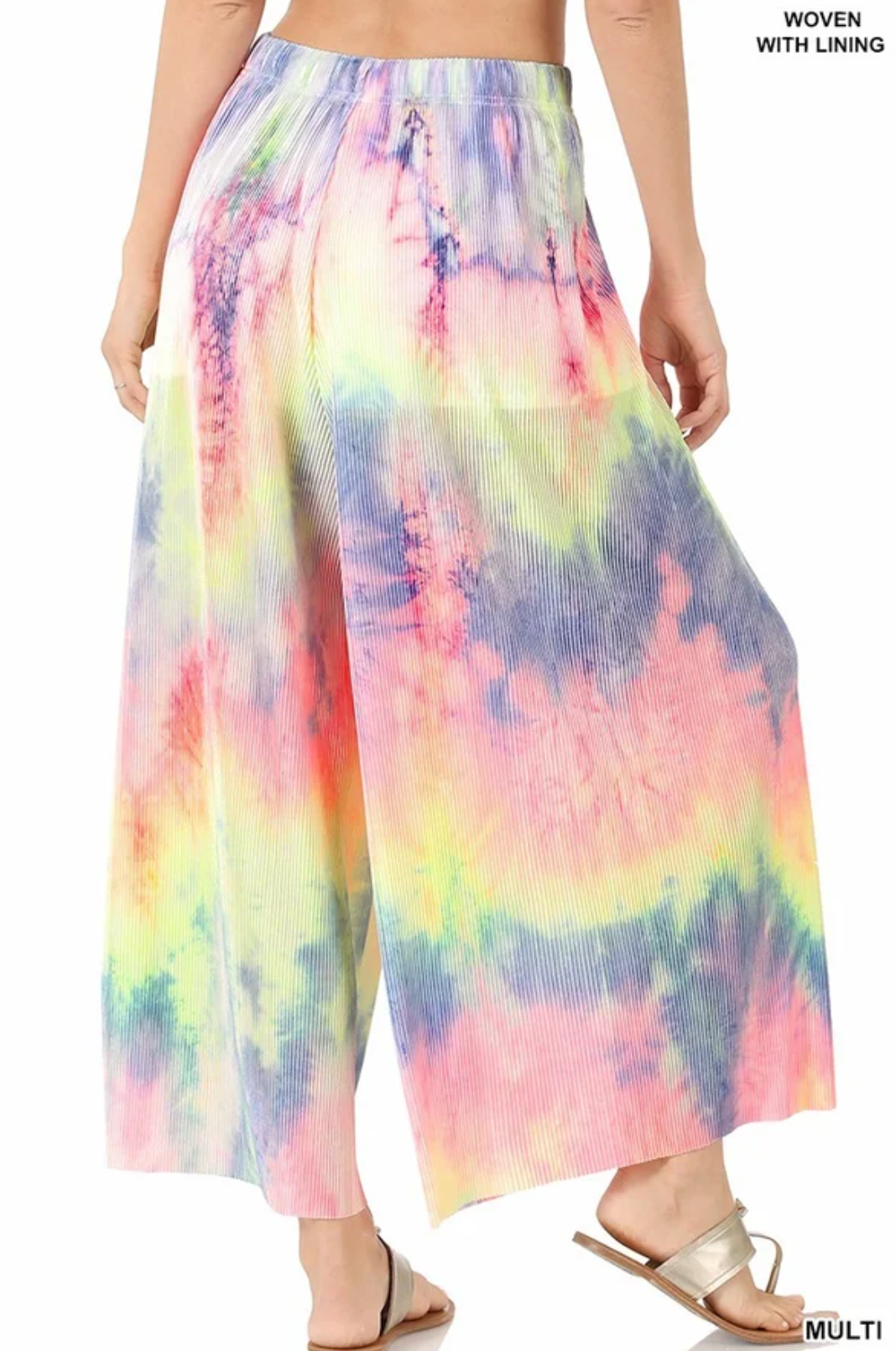 Woven Tie Dyed Wide Leg Pants