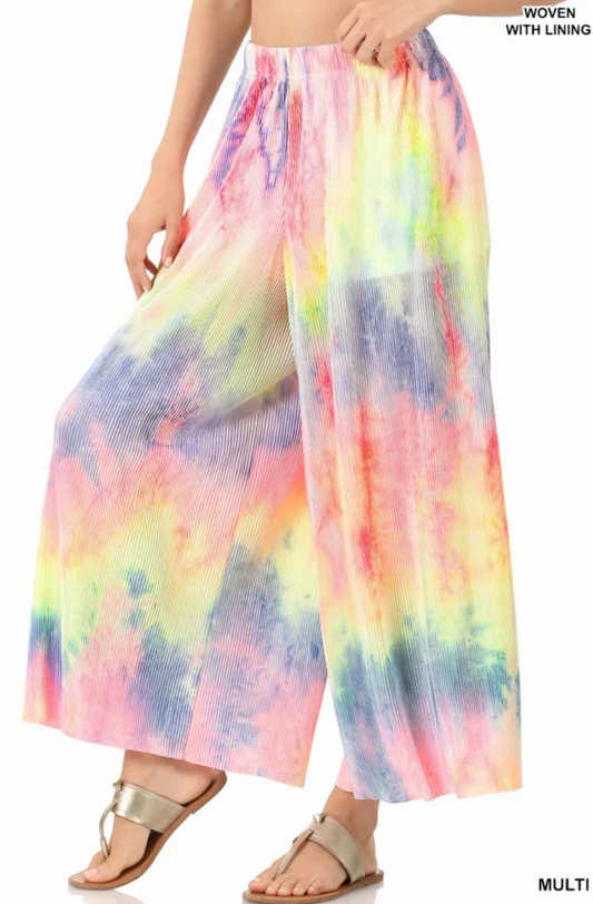 Woven Tie Dyed Wide Leg Pants