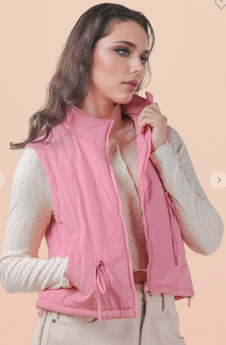 Tie Detail Puffer Vest