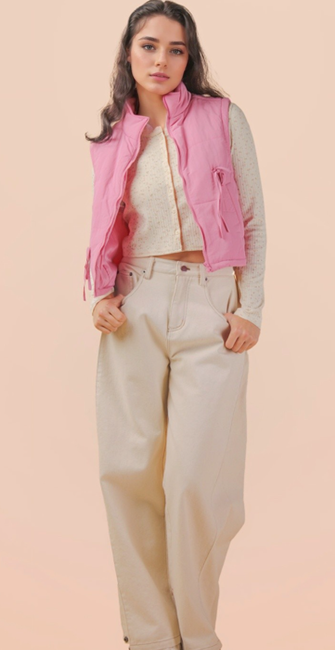 Tie Detail Puffer Vest
