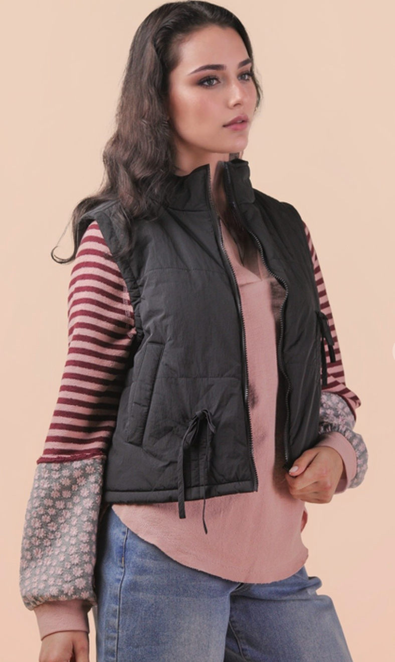 Tie Detail Puffer Vest