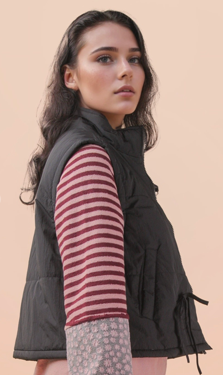 Tie Detail Puffer Vest