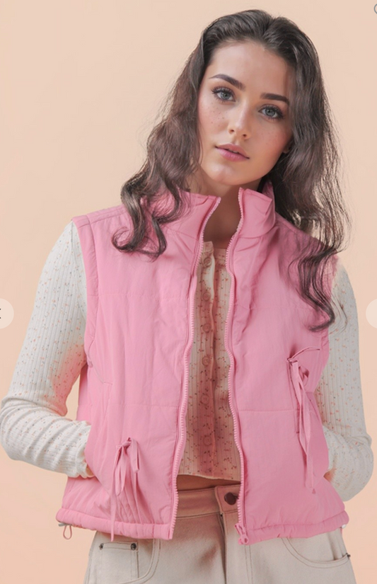 Tie Detail Puffer Vest