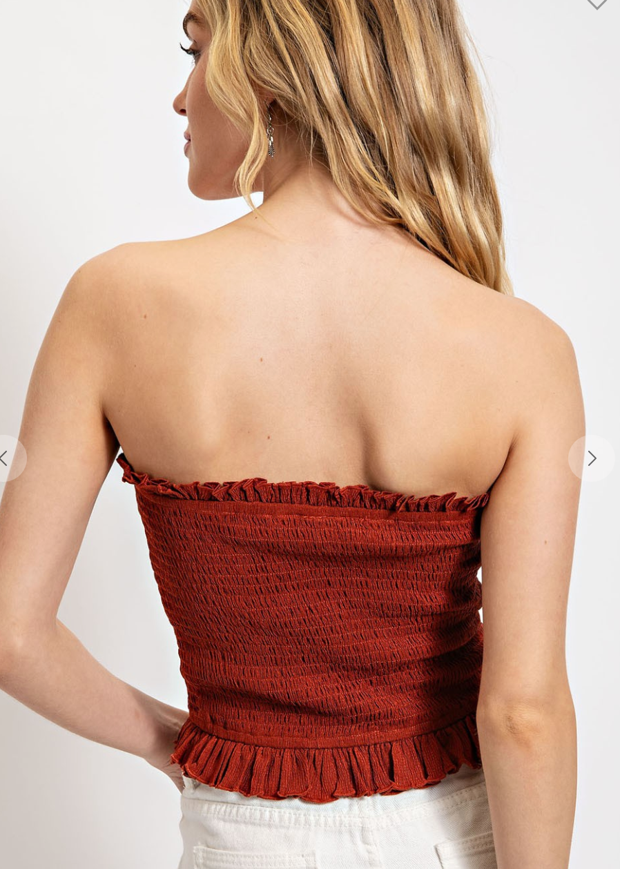 Smocked Ruffle Trim Top