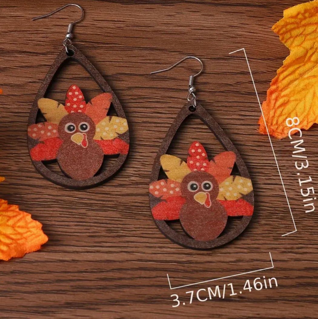 Vintage Thanksgiving Turkey Earrings