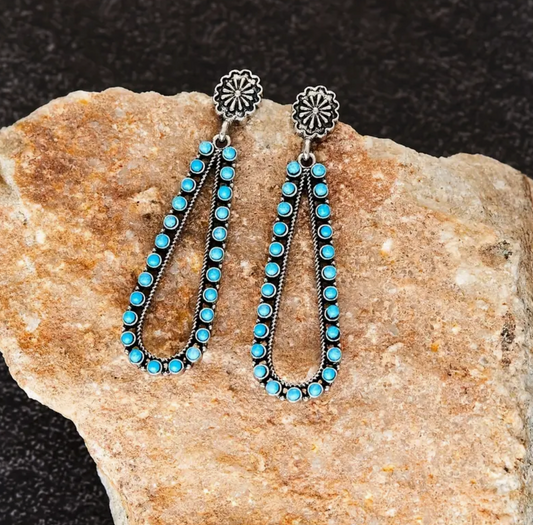 Turqouise TearDrop Hollow Earrings