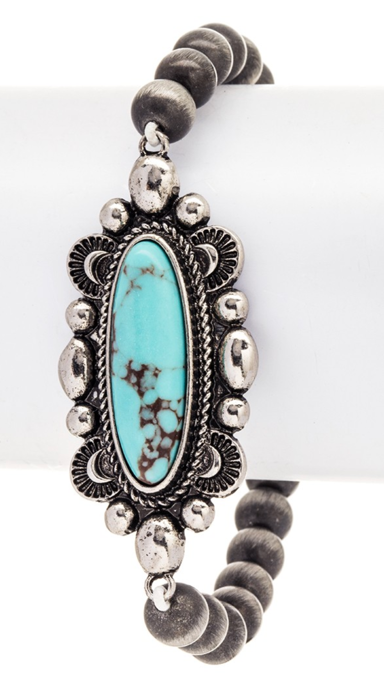 Turquoise Western Navajo Beads Stretch Bracelet