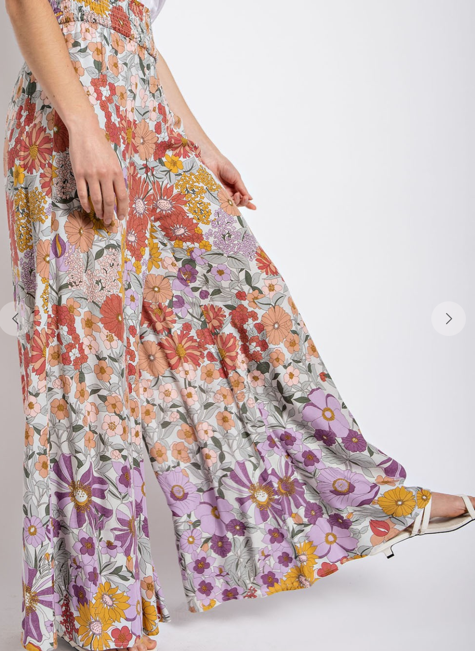 Wide Leg Smocked Waist Pant